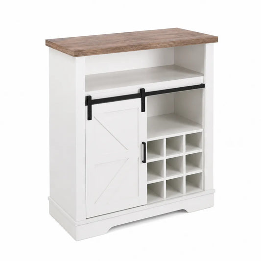 Meuble de bar en bois avec porte coulissante et étagères 82x35x100 cm