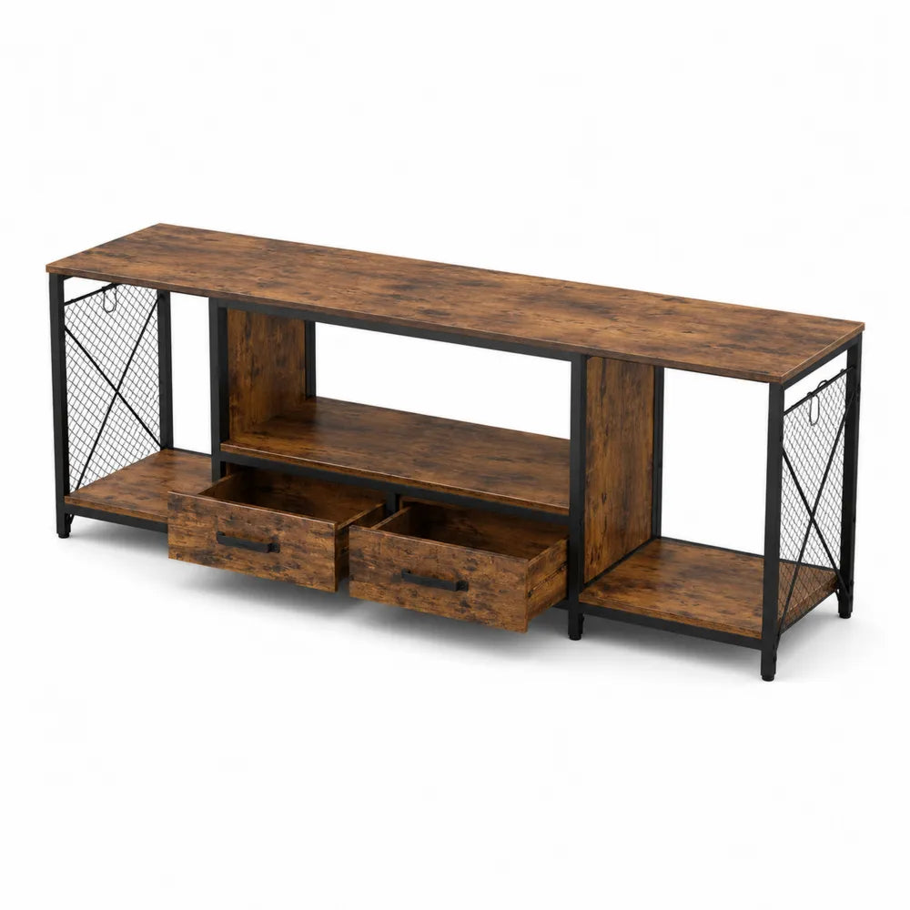 Meuble TV en bois et métal avec tiroirs 149x40x55 cm