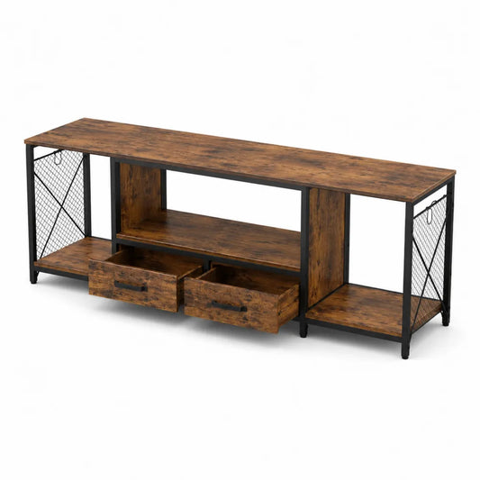 Meuble TV en bois et métal avec tiroirs 149x40x55 cm