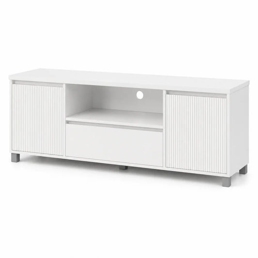 Meuble TV en bois MDF blanc 160x40x50 cm
